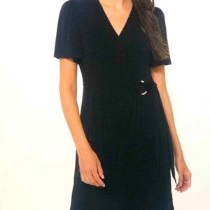 Michael Kors Faux Wrap Dress with Gold Accent